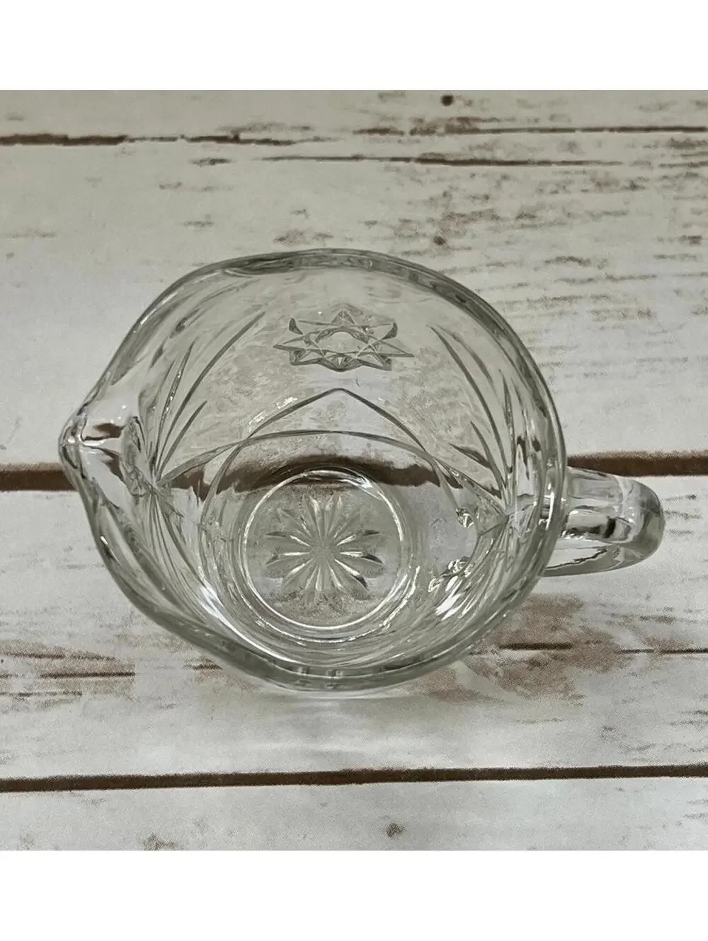 VTG‎ Creamer Pitcher Clear Glass Star Diamond Pressed Vintage 3.5in